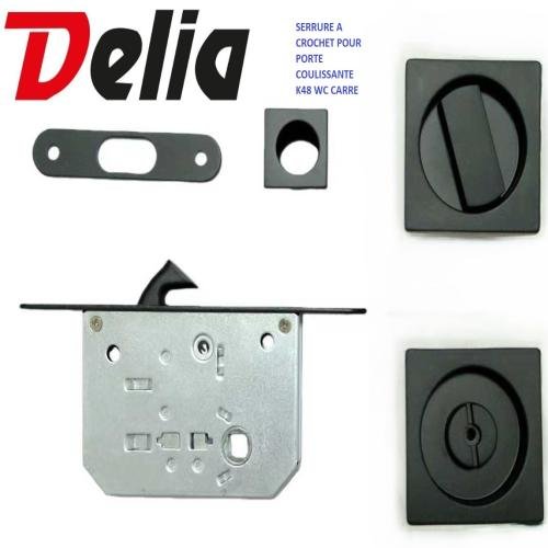 Serrure porte coulissant carré k48 noir wc anbo DELIA